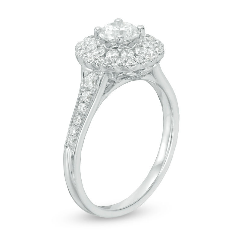 Main Image 2 of 0.75 CT. T.W. Certified Canadian Diamond Flower Frame Engagement Ring in 14K White Gold (I/I2)
