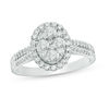 Thumbnail Image 1 of 1.00 CT. T.W. Composite Diamond Oval Frame Engagement Ring in 14K White Gold