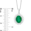 Oval Green Quartz Doublet and Lab-Created White Sapphire Sunburst Frame Pendant in Sterling Silver