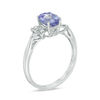 Thumbnail Image 1 of Oval Tanzanite and 0.09 CT. T.W. Diamond Leaf Ring in 10K White Gold