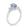 Thumbnail Image 2 of Oval Tanzanite and 0.09 CT. T.W. Diamond Leaf Ring in 10K White Gold