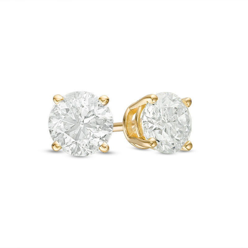 0.50 CT. T.W. Certified Diamond Solitaire Stud Earrings in 14K Gold (J/I3)