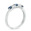 Thumbnail Image 1 of Blue Sapphire and 0.04 CT. T.W. Composite Diamond Five Stone Ring in 10K White Gold