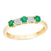 Thumbnail Image 0 of Emerald and 0.04 CT. T.W. Composite Diamond Five Stone Ring in 10K Gold