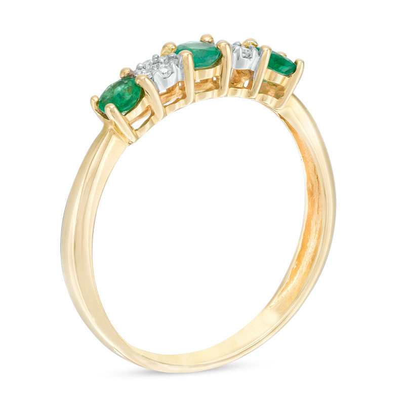 Emerald and 0.04 CT. T.W. Composite Diamond Five Stone Ring in 10K Gold