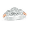 Thumbnail Image 0 of 0.29 CT. T.W. Diamond Past Present Future® Frame Engagement Ring in 10K Two-Tone Gold - Size 7