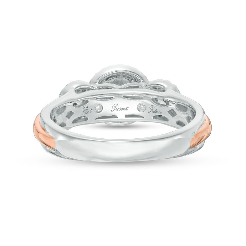 Main Image 2 of 0.29 CT. T.W. Diamond Past Present Future® Frame Engagement Ring in 10K Two-Tone Gold - Size 7