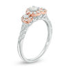 Thumbnail Image 2 of 0.45 CT. T.W. Diamond Past Present Future® Frame Twist Vintage-Style Engagement Ring in 10K Two-Tone Gold - Size 7