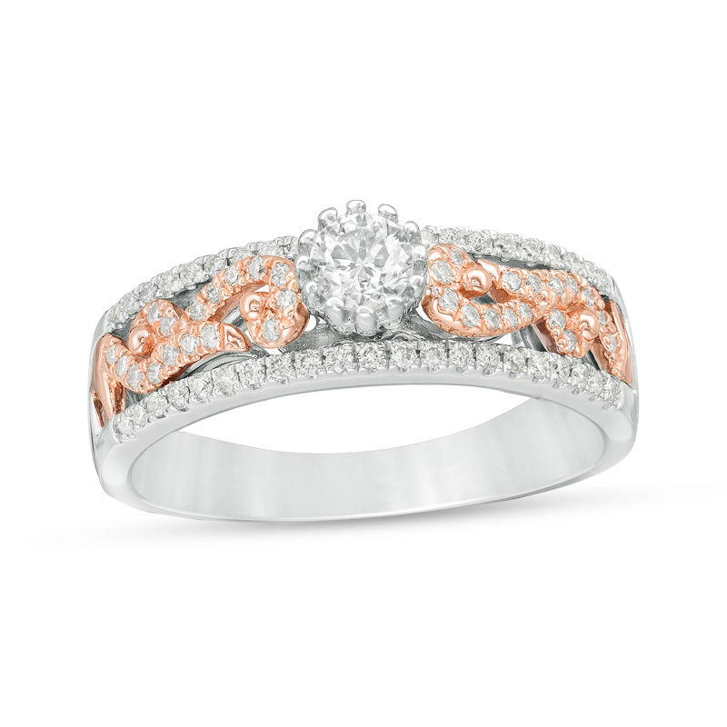 0.45 CT. T.W. Diamond Filigree Vine Engagement Ring in 10K Two-Tone Gold - Size 7