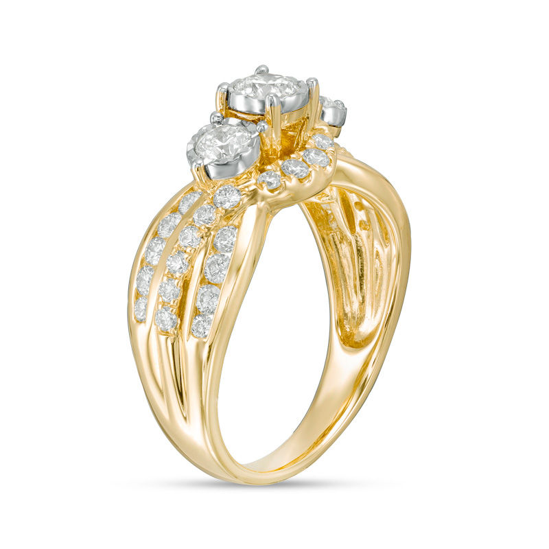 Main Image 2 of 1.23 CT. T.W. Diamond Past Present Future® Bypass Engagement Ring in 14K Gold