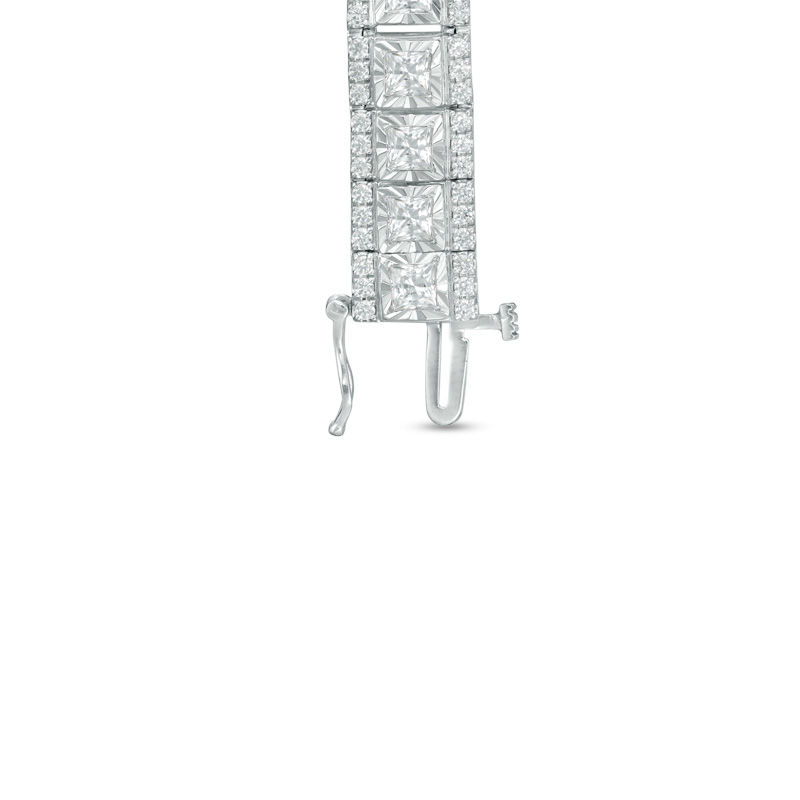Main Image 2 of 10.00 T.W. Princess-Cut and Round Diamond Bracelet in 14K White Gold - 7.5"