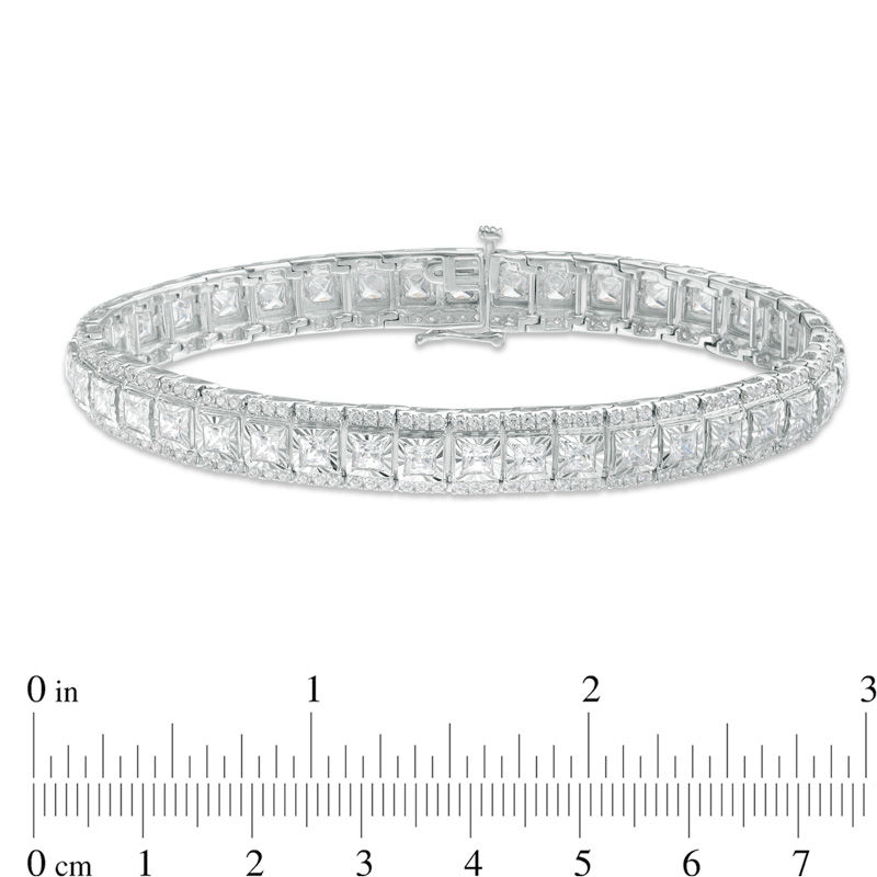 10.00 T.W. Princess-Cut and Round Diamond Bracelet in 14K White Gold - 7.5"