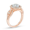 Thumbnail Image 1 of 0.75 CT. T.W. Composite Diamond Cushion Frame Twist Engagement Ring in 10K Rose Gold