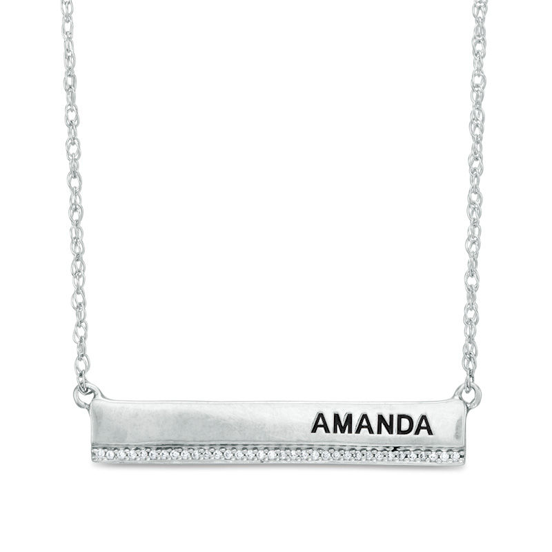 1/20 CT. T.W. Diamond Name Bar Necklace in Sterling Silver (1 Name)