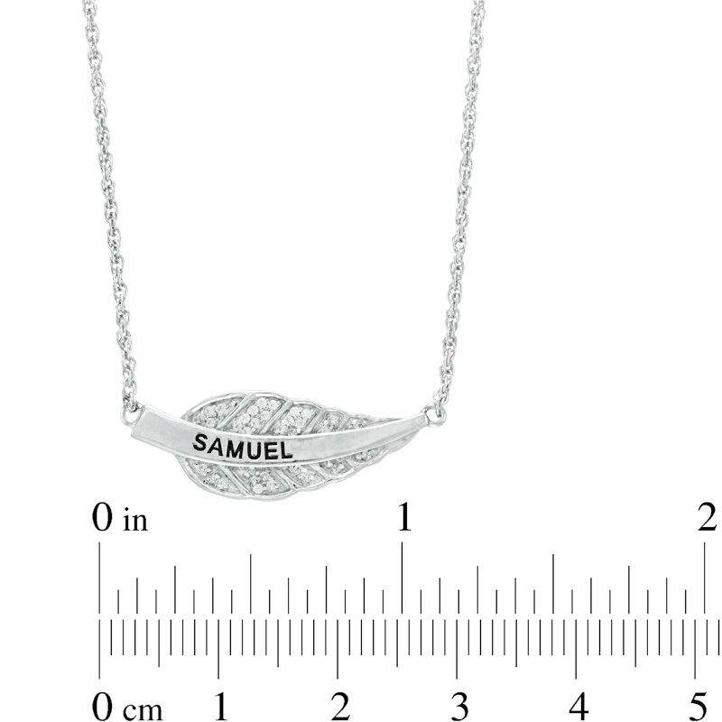 1/15 CT. T.W. Diamond Sideways Leaf Necklace in Sterling Silver (1 Name)