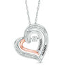 Thumbnail Image 1 of Unstoppable Love™ Couple's Diamond Accent Tilted Heart Pendant in Sterling Silver and 10K Rose Gold (2 Lines)