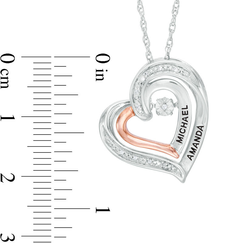 Main Image 2 of Unstoppable Love™ Couple's Diamond Accent Tilted Heart Pendant in Sterling Silver and 10K Rose Gold (2 Lines)