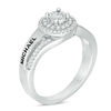 Thumbnail Image 2 of Couple's 1/4 CT. T.W. Diamond Double Swirl Frame Split Shank Promise Ring in Sterling Silver (2 Names)