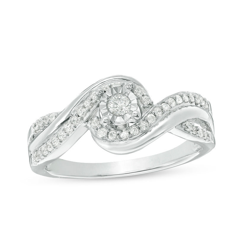0.23 CT. T.W. Diamond Swirl Bypass Promise Ring in Sterling Silver