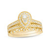 Thumbnail Image 0 of 0.50 CT. T.W. Diamond Pear-Shaped Frame Vintage-Style Three Piece Bridal Set in 10K Gold