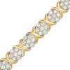 Thumbnail Image 1 of 3.95 CT. T.W. Composite Diamond Flower "X" Alternating Bracelet in 10K Gold