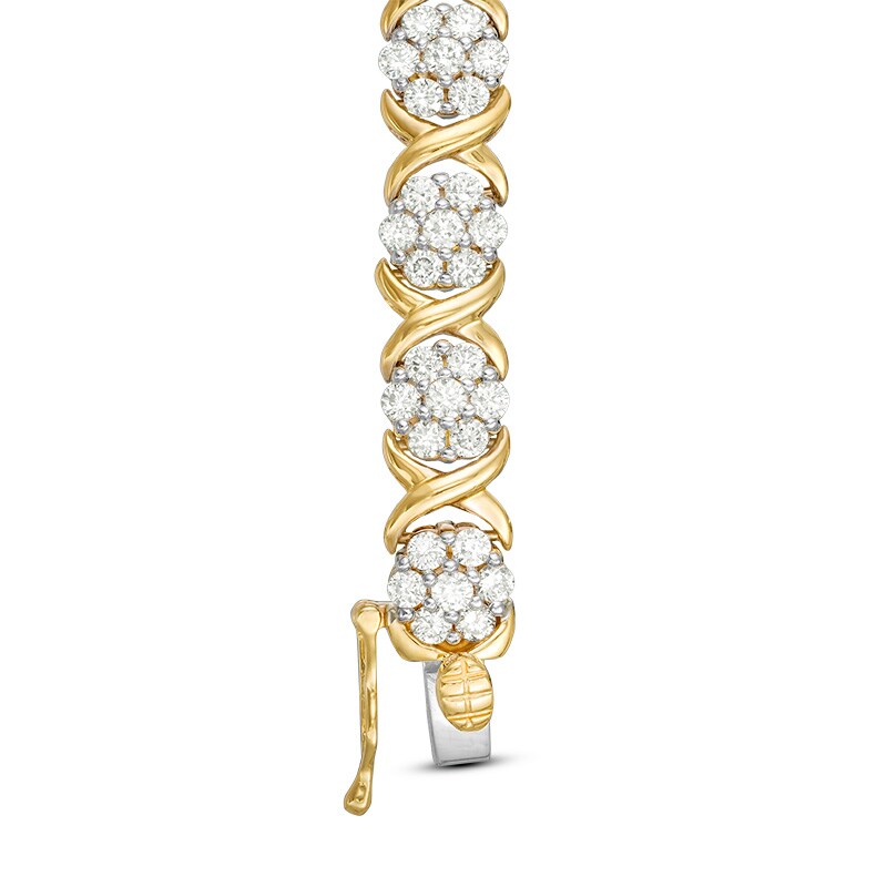 3.95 CT. T.W. Composite Diamond Flower "X" Alternating Bracelet in 10K Gold