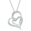 0.04 CT. T.W. Diamond Double Heart Pendant in Sterling Silver