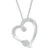 Thumbnail Image 1 of 0.04 CT. T.W. Diamond Heart Pendant in Sterling Silver