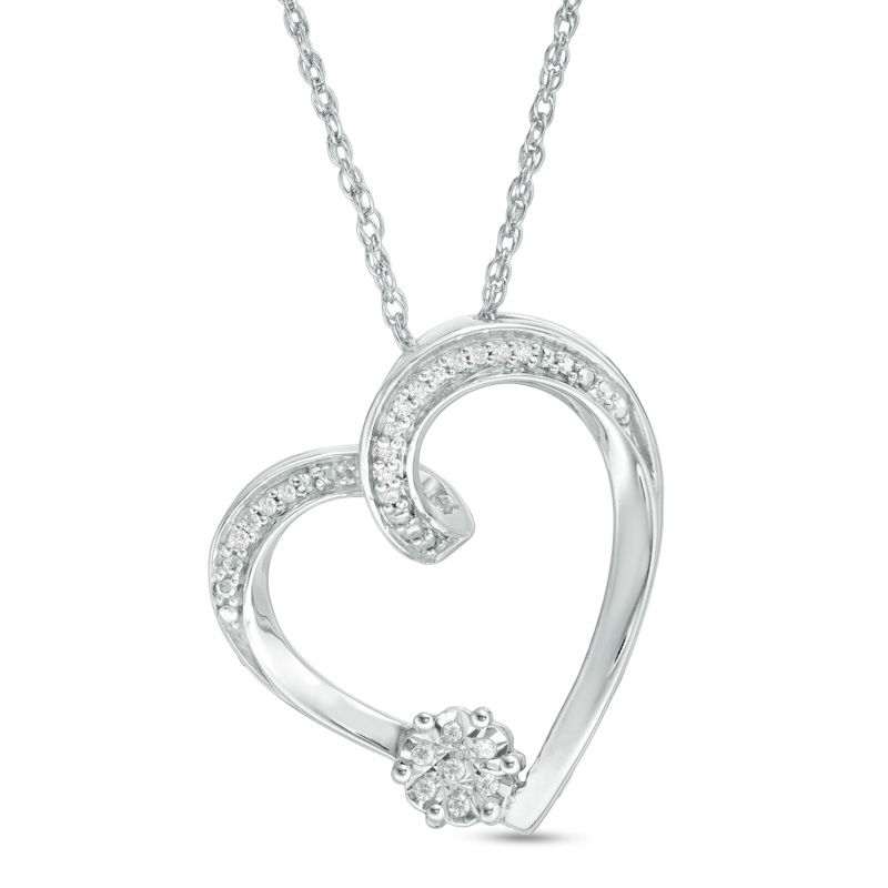 0.04 CT. T.W. Diamond Heart Pendant in Sterling Silver