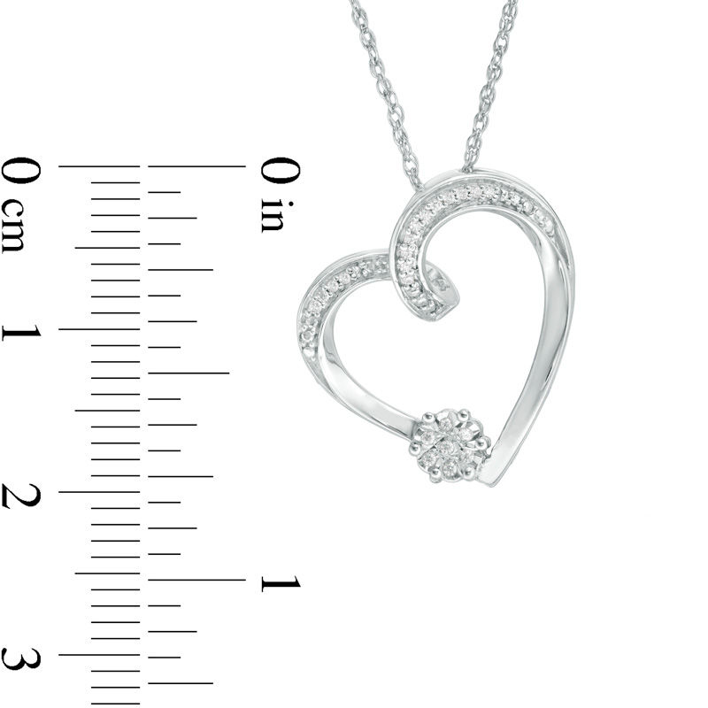 Main Image 2 of 0.04 CT. T.W. Diamond Heart Pendant in Sterling Silver