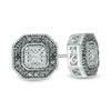 Thumbnail Image 1 of 0.04 CT. T.W. Enhanced Black and White Diamond Octagon Frame Stud Earrings in Sterling Silver