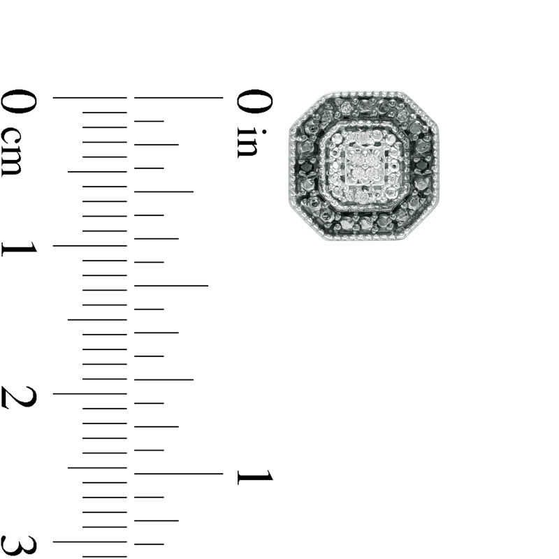 Main Image 2 of 0.04 CT. T.W. Enhanced Black and White Diamond Octagon Frame Stud Earrings in Sterling Silver