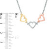 Diamond Accent Triple Heart Necklace in Sterling Silver with 14K Two-Tone Gold Plate - 17"
