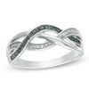 Thumbnail Image 0 of Enhanced Black and White Diamond Accent Layered Crossover Ring in Sterling Silver