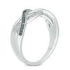 Thumbnail Image 1 of Enhanced Black and White Diamond Accent Layered Crossover Ring in Sterling Silver