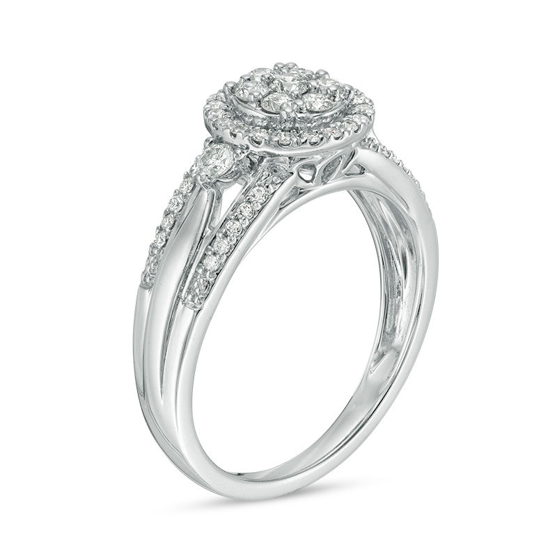 0.46 CT. T.W. Composite Diamond Frame Engagement Ring in 10K White Gold