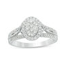 Thumbnail Image 1 of 0.45 CT. T.W. Composite Diamond Oval Frame Twist Vintage-Style Engagement Ring in 10K White Gold