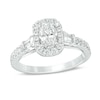 Thumbnail Image 0 of Vera Wang Love Collection 0.95 CT. T.W. Certified Oval Diamond Frame Engagement Ring in 14K White Gold (I/SI2)