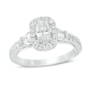 Thumbnail Image 1 of Vera Wang Love Collection 0.95 CT. T.W. Certified Oval Diamond Frame Engagement Ring in 14K White Gold (I/SI2)