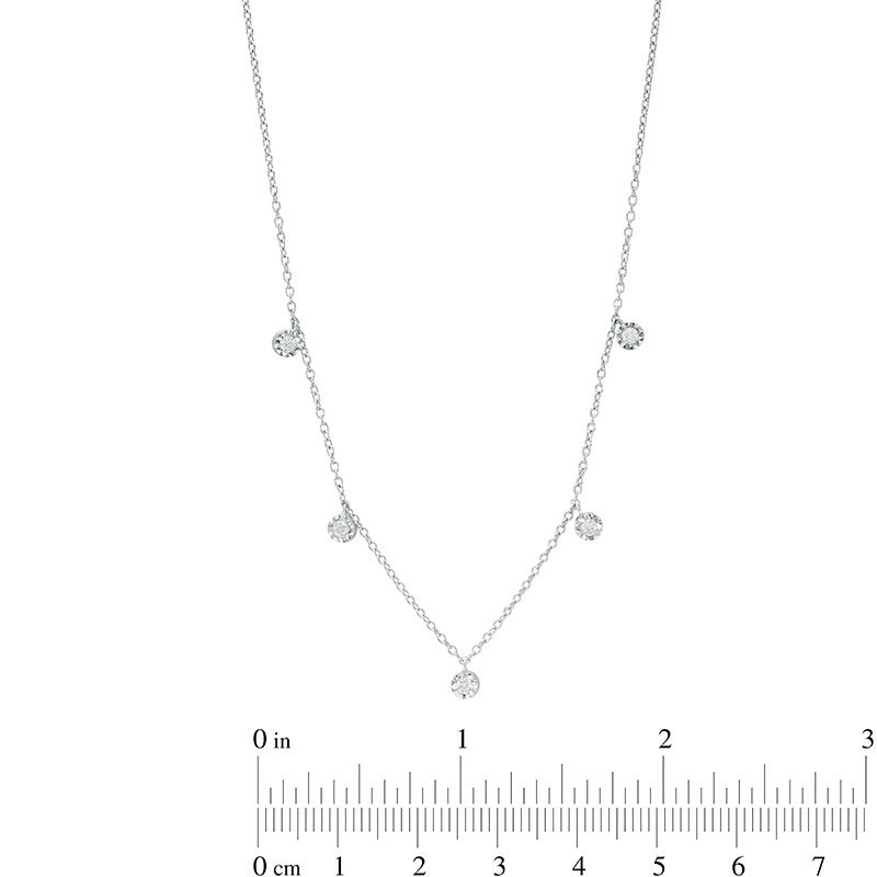 0.05 CT. T.W. Diamond Five Stone Station Necklace in Sterling Silver