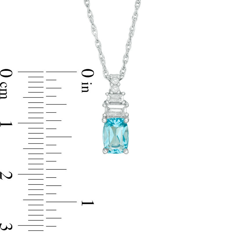 Main Image 2 of Cushion-Cut Swiss Blue Topaz and Lab-Created White Sapphire Pendant and Drop Earrings Set in Sterling Silver