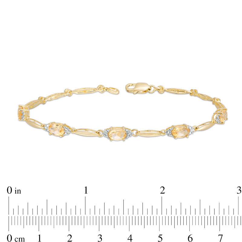 Main Image 3 of Oval Citrine and Diamond Accent Bracelet in Sterling Silver with 10K Gold Plate - 7.25"