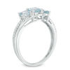 Thumbnail Image 2 of Aquamarine and 0.04 CT. T.W. Diamond Three Stone Bypass Ring in 10K White Gold