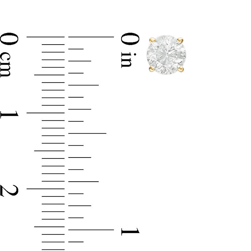 Main Image 2 of 1.00 CT. T.W. Certified Diamond Solitaire Stud Earrings in 14K Gold (J/I3)