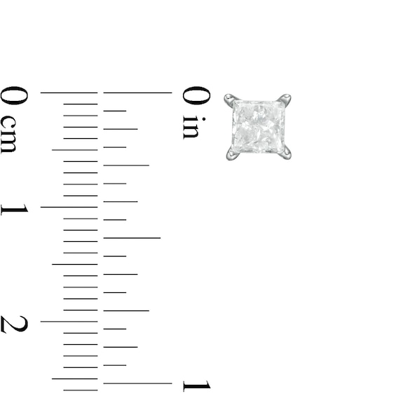1.00 CT. T.W. Certified Princess-Cut Diamond Solitaire Stud Earrings in 14K White Gold (J/I3)