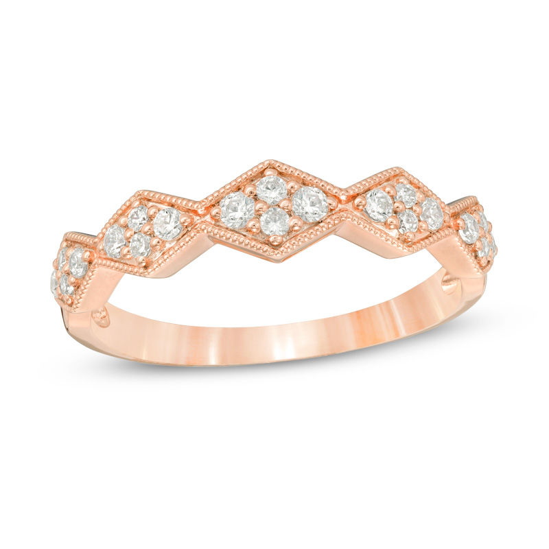 0.25 CT. T.W. Diamond Zig-Zag Vintage-Style Anniversary Band in 10K Rose Gold