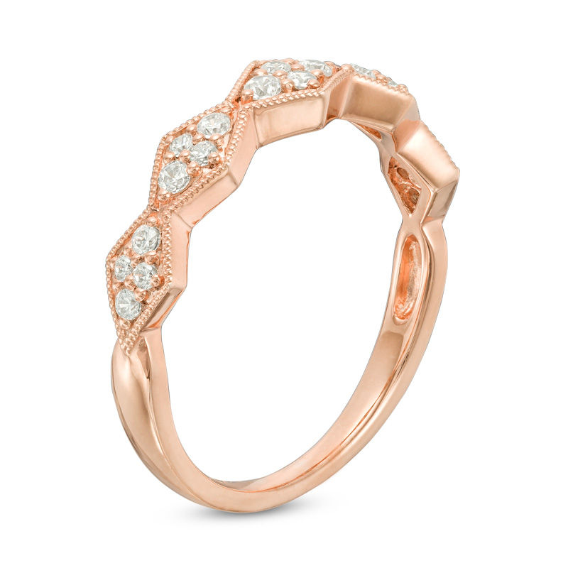 0.25 CT. T.W. Diamond Zig-Zag Vintage-Style Anniversary Band 10K Rose Gold