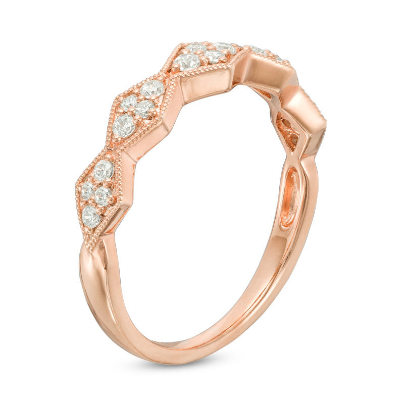 0.25 CT. T.W. Diamond Zig-Zag Vintage-Style Anniversary Band in 10K Rose Gold