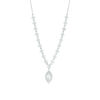 Marquise Lab-Created White Sapphire Frame Drop Necklace in Sterling Silver - 16"