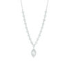 Thumbnail Image 1 of Marquise Lab-Created White Sapphire Frame Drop Necklace in Sterling Silver - 16"